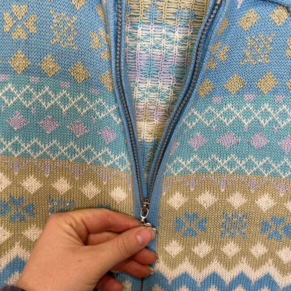 Alfred Dunner womens 2X wool blend beaded geometric full zip cardigan sweater - Picture 7 of 9